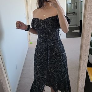 Black floral dress puff sleeve or off the shoulder